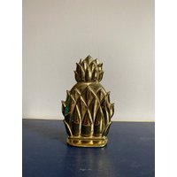 Einzelne Vintage Ananas-Buchstütze Aus Messing von rediscoverd