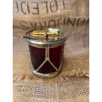 Vintage Silberplatte Und Glas Rot Silberne Trommel Weihnachtsgeleeglas Löffel von rediscoverd