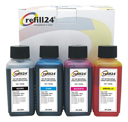 refill24 Nachfülltinte kompatibel für Tintenpatronen T27, T2701, T2702, T2703, T2704 schwarz und Farbe + 400 ml von refill24