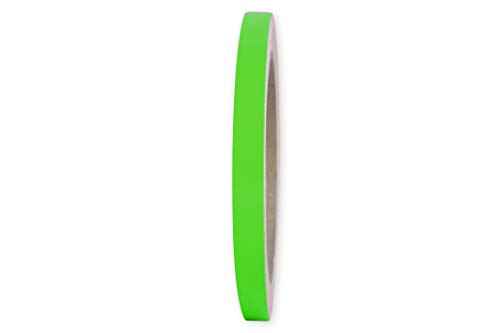 10m Rolle Fluoreszierendes PVC-Klebeband - viele Farben (u.a. gelb, orange, rot, pink, grün) – selbstklebend – versch. Breite (10, 25, 50, 75, 100 mm) – aus Orafol ORACAL 7510 (10mm x 10m, grün) von reflecto