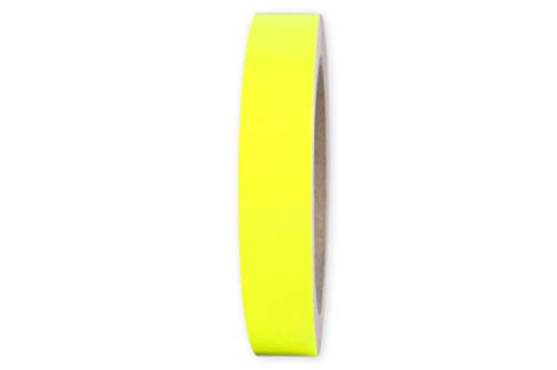 10m Rolle Fluoreszierendes PVC-Klebeband - viele Farben (u.a. gelb, orange, rot, pink, grün) – selbstklebend – versch. Breite (10, 25, 50, 75, 100 mm) – aus Orafol ORACAL 7510 (25mm x 10m, gelb) von reflecto