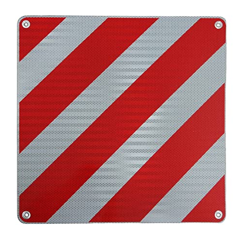 Italien Warntafel rot-weiß aus Aluminium - Warnschild für Fahrradträger und überstehende Ladung - mit Italienischer Typengenehmigung - 500 x 500 mm - Reflexionsklasse RA2/C - für Wohnmobil Wohnwagen von reflecto