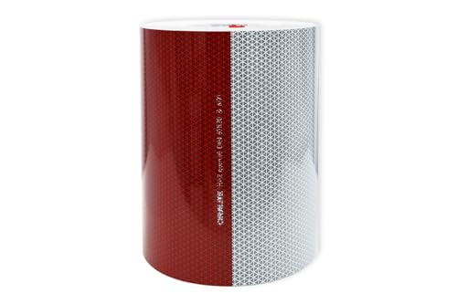 Orafol ORALITE 5931M Baustellenwarnmarkierung - Reflexfolie rot-weiß für Absperrschranken - Warnmarkierung für Baustellenschranken - 100 mm, 250 mm Breite - RA2/C - BASt-zertifiziert (250 mm x lfm.) von reflecto