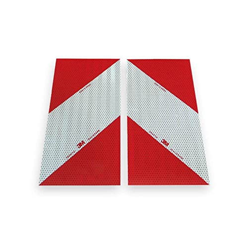 Selbstklebende Kfz Warnmarkierung | Zuschnitte aus 3M™ 823i Reflexfolie | rot weiß | nach DIN 30710, ECE 104 Klasse F, TPESC-B | RA2/C Reflexionsstärke | in vielen Varianten (2X 141mm x 282mm) von reflecto