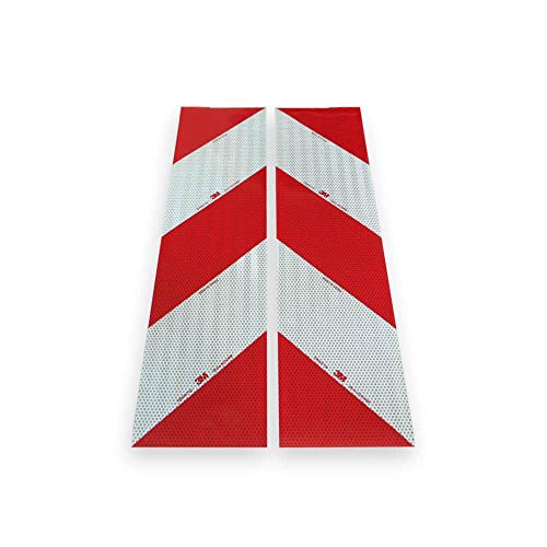 Selbstklebende Kfz Warnmarkierung | Zuschnitte aus 3M™ 823i Reflexfolie | rot weiß | nach DIN 30710, ECE 104 Klasse F, TPESC-B | RA2/C Reflexionsstärke | in vielen Varianten (2X 141mm x 564mm) von reflecto