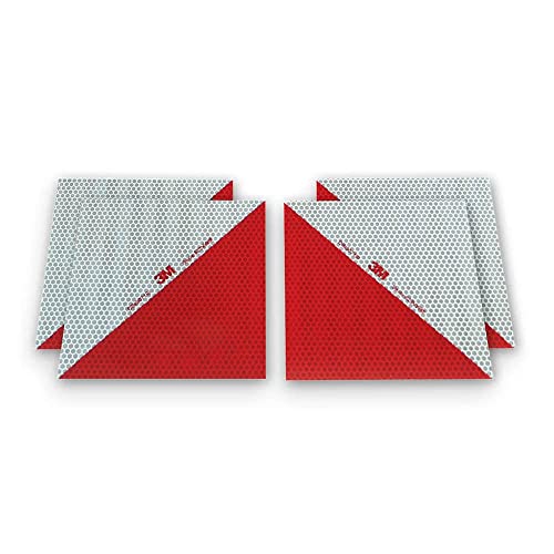 Selbstklebende Kfz Warnmarkierung | Zuschnitte aus 3M™ 823i Reflexfolie | rot weiß | nach DIN 30710, ECE 104 Klasse F, TPESC-B | RA2/C Reflexionsstärke | in vielen Varianten (4X 141mm x 141mm) von reflecto