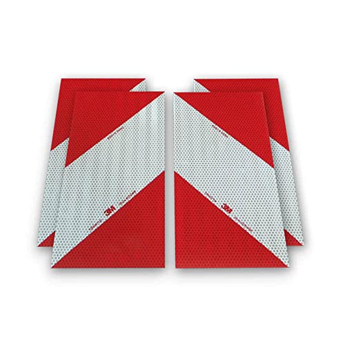 Selbstklebende Kfz Warnmarkierung | Zuschnitte aus 3M™ 823i Reflexfolie | rot weiß | nach DIN 30710, ECE 104 Klasse F, TPESC-B | RA2/C Reflexionsstärke | in vielen Varianten (4X 141mm x 282mm) von reflecto