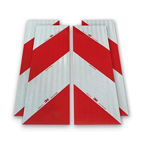 Selbstklebende Kfz Warnmarkierung | Zuschnitte aus 3M™ 823i Reflexfolie | rot weiß | nach DIN 30710, ECE 104 Klasse F, TPESC-B | RA2/C Reflexionsstärke | in vielen Varianten (4X 141mm x 423mm) von reflecto