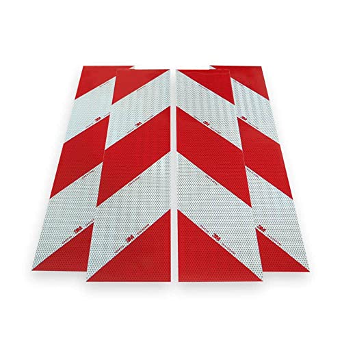 Selbstklebende Kfz Warnmarkierung | Zuschnitte aus 3M™ 823i Reflexfolie | rot weiß | nach DIN 30710, ECE 104 Klasse F, TPESC-B | RA2/C Reflexionsstärke | in vielen Varianten (4X 141mm x 564mm) von reflecto