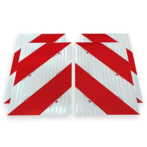 Selbstklebende Kfz Warnmarkierung | Zuschnitte aus 3M™ 823i Reflexfolie | rot weiß | nach DIN 30710, ECE 104 Klasse F, TPESC-B | RA2/C Reflexionsstärke | in vielen Varianten (4X 282mm x 423mm) von reflecto
