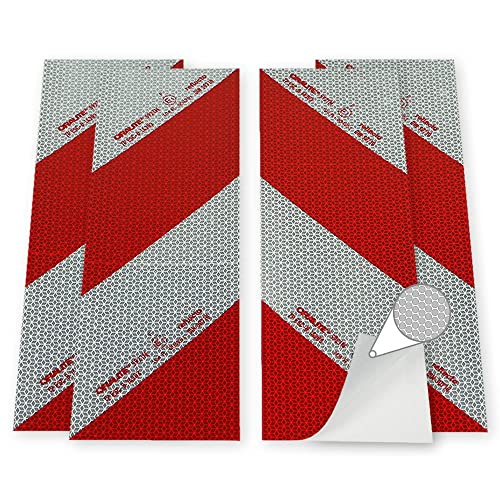 Wiederverwendbare Kfz-Warnmarkierung Sets | selbsthaftend und ablösbar Dank Oktopus-Folie | Orafol ORALITE 5921M Reflexfolie | DIN 30710, ECE 104, TPESC-B | in vielen Varianten (4X 141mm x 423mm) von reflecto