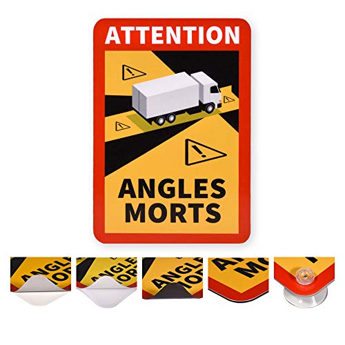 reflecto Hinweisschild ‚Angles Morts‘ | 5 Anbringungsarten | LKW oder Bus-Motiv | entspricht RAL-Farbvorgaben | 250 x 170 mm | Aufkleber, magnetisch | Warnung vor Totem Winkel (LKW-Motiv, magnetisch) von reflecto