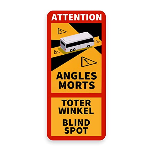 reflecto Hinweisschild ‚Angles Morts‘ | 5 Anbringungsarten zur Auswahl | mit LKW oder Bus-Motiv | Aufkleber, magnetisch, Saugnäpfe | mit Toter Winkel Blind Spot Schriftzug (Blind Spot, Bus, Aufkleber) von reflecto