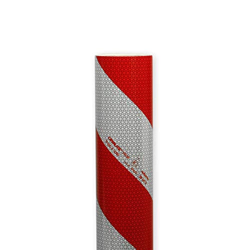 reflecto Kfz-Warnmarkierung als Meterware | 141, 282, 423, 580 oder 610 mm breit | Links- BZW. rechtsweisend | rot-weiß nach DIN 30710 und selbstklebend | aus ORALITE 5921M (linksweisend, 580mm) von reflecto