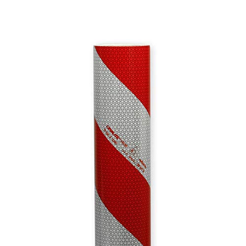 reflecto Kfz-Warnmarkierung als Meterware | 141, 282, 423, 580 oder 610 mm breit | Links- BZW. rechtsweisend | rot-weiß nach DIN 30710 und selbstklebend | aus ORALITE 5921M (linksweisend, 610mm) von reflecto