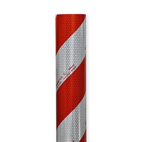 reflecto Kfz-Warnmarkierung als Meterware | 141, 282, 423, 580 oder 610 mm breit | Links- BZW. rechtsweisend | rot-weiß nach DIN 30710 und selbstklebend | aus ORALITE 5921M (rechtsweisend, 610mm) von reflecto