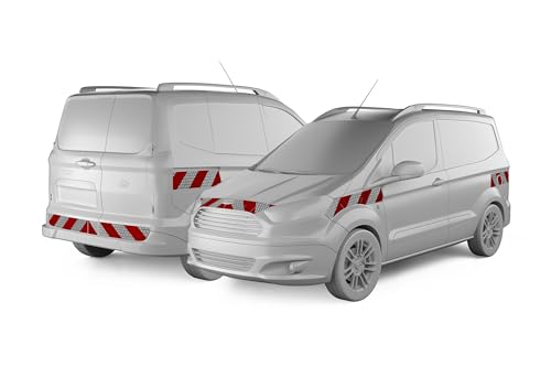 reflecto Kfz-Warnmarkierung passgenau für Ford Transit Courier ab Baujahr 2018 - rot-weiß, selbstklebend - aus Orafol ORALITE 5921M Reflexfolie - gemäß DIN 30710 (Komplettsatz) von reflecto