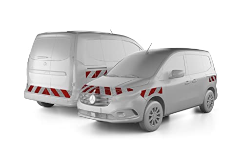 reflecto Kfz-Warnmarkierung passgenau für Mercedes Citan W 420 ab 10/2021 - rot-weiß und selbstklebend - aus Orafol ORALITE 5921M Reflexfolie zertifiziert nach DIN 30710 (mit Hecktür, Komplettsatz) von reflecto