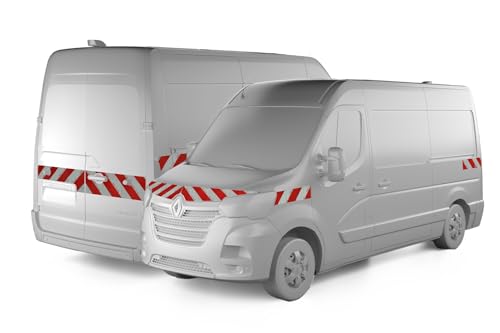 reflecto Kfz-Warnmarkierung passgenau für Renault Master Baujahr ab 2020 - rot-weiß, selbstklebend - aus Orafol ORALITE 5921M Reflexfolie - gemäß DIN 30710 (Komplettsatz) von reflecto