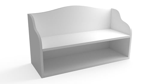 regalik Schuhbank mit Sitzfläche – Bank mit Schuhablage in Weiß für Flur oder Kinderzimmer – mit abgerundeten Kanten – 80x30x50 cm – Einfacher Aufbau von regalik