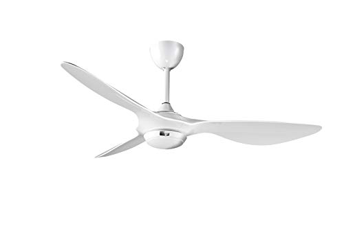 reiga 132 CM Deckenventilator mit LED-Licht und Fernbedienung, Moderne Flügel Geräuschloser DC-Motor, 3 Farbtemperaturen, Timer & Umkehrsfunktion, Weiß von reiga