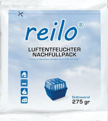 10x 275g "reilo" Luftentfeuchter Granulat (Calciumchlorid) im Vliesbeutel - Nachfüllpack für Raumentfeuchter … von reilo