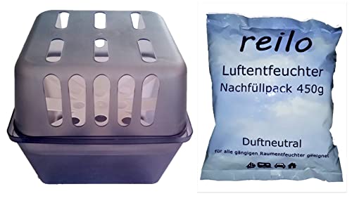 1x Luftentfeuchter Raumentfeuchter Box mit 2x 450g reilo Luftentfeuchtergranulat im Vliesbeutel - zum attraktiven Staffelpreis - von reilo