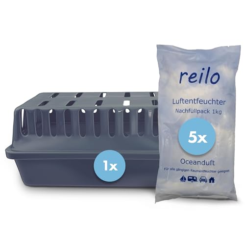 reilo 1x XXL Raumentfeuchterbox und Ocean-Duft Luftentfeuchtergranulat 5x 1kg, Luftentfeuchter-Komplettset, Raumentfeuchter im Vliesbeutel, für Auto, Schlafzimmer, Keller reilo 1x XXL Raumentfeuchterbox und Ocean-Duft Luftentfeuchtergranulat 5x 1kg, Luftentfeuchter-Komplettset, Raumentfeuchter im Vliesbeutel, für Auto, Schlafzimmer, Keller von reilo