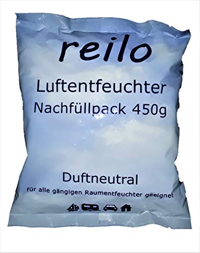reilo 20x 450g Luftentfeuchter Granulat (Calciumchlorid), Raumluftentfeuchter im Vliesbeutel, Nachfüllpacks für Entfeuchterboxen 400 bis 1200 g, Lufttrockner für Wohnräume, Schlafzimmer, Keller von reilo