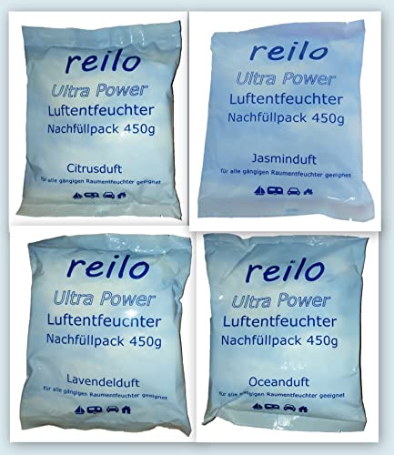 reilo Duftset = 24x 450g Ultra Power Duft- Luftentfeuchtergranulat (je 6X Citrus-, Jasmin-, Lavendel- und Oceanduft) von reilo