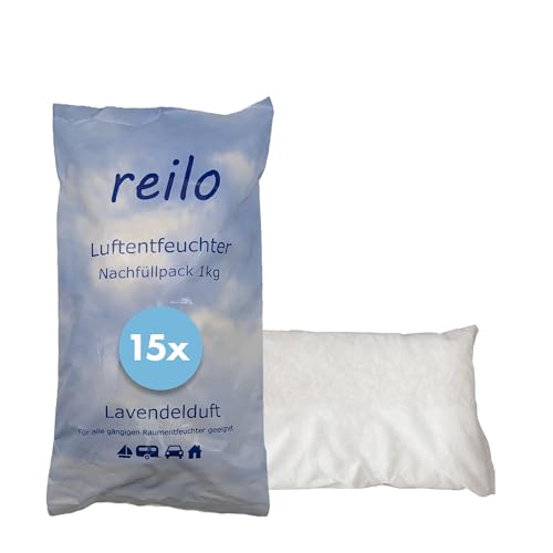 reilo 10x 1kg Luftentfeuchter Granulat mit Lavendelduft, Raumluftentfeuchter im Vliesbeutel, Nachfüllpacks für gängige Entfeuchterboxen, Lufttrockner für Wohnraum, Schlafzimmer, Keller von reilo