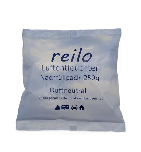 reilo 20x 250g Luftentfeuchter Granulat (Calciumchlorid), Raumluftentfeuchter im Vliesbeutel, Nachfüllpacks für Entfeuchterboxen 250 bis 1200g, Lufttrockner für Wohnräume, Schlafzimmer, Keller von reilo