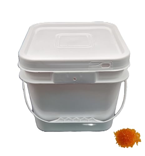 reilo 4X 5kg Silica Gel im 5l Eimer, wiederverwendbarer Raumluftentfeuchter mit Farbindikator, Lufttrockner für Wohnräume, Schlafzimmer, Keller von reilo