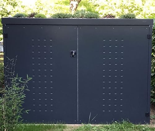 reinkedesign Fahrradgarage aus verzinktem Stahl Anthrazit inkl. Pflanzwanne | Für bis zu 3 Räder/E-Bikes I Made in Germany | Einfaches Montieren I Ausgestattet mit Wasserablaufsystem I Langlebig von reinkedesign