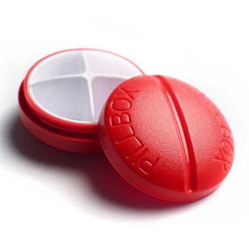 Runde Pille Aufbewahrungsbox Pillen Box Organizer Reise Portable Medizin Case Plastik Medizinhalter mit 4 Fächern rot von relangce