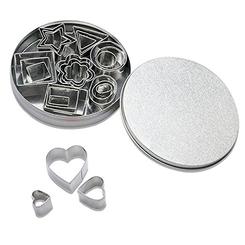 relangce Edelstahl Ausstechformen 24 Stück Set, Plätzchenformen mit Box, Keks Kuchen Ausstecher, DIY Mini Backenwerkzeuge für Fondant Gebäck Backformen Dekoration von relangce