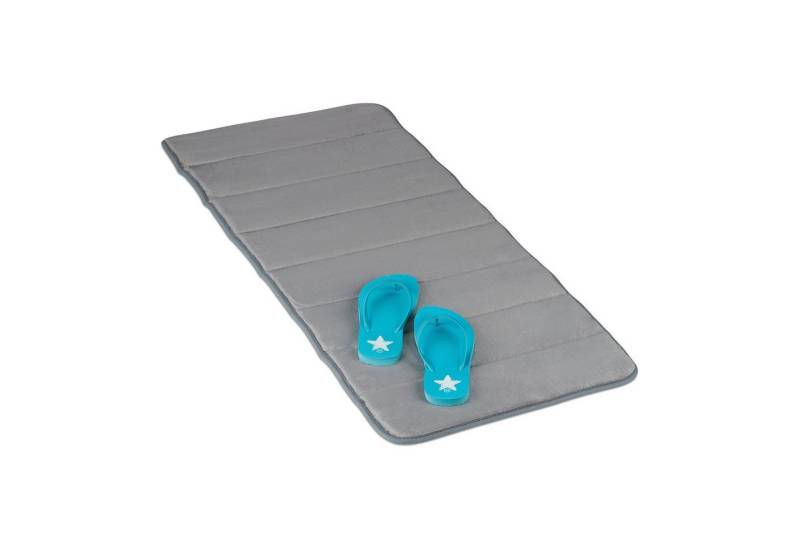 relaxdays Badematte Memoryschaum Badematte in Grau, Höhe 15 mm, Schaumstoff, 50x120cm von relaxdays