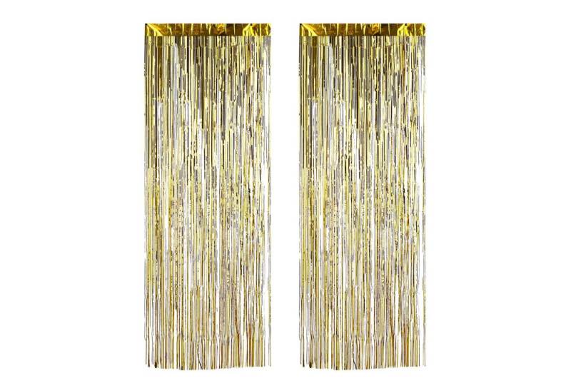relaxdays Fadenvorhang Partyvorhänge 2er Set, Gold von relaxdays