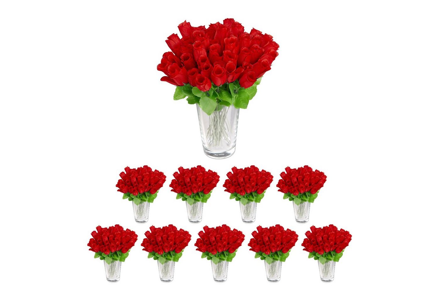 Künstliche Zimmerpflanze Kunstrosen rot 480 Stück, relaxdays, Höhe 26 cm von relaxdays