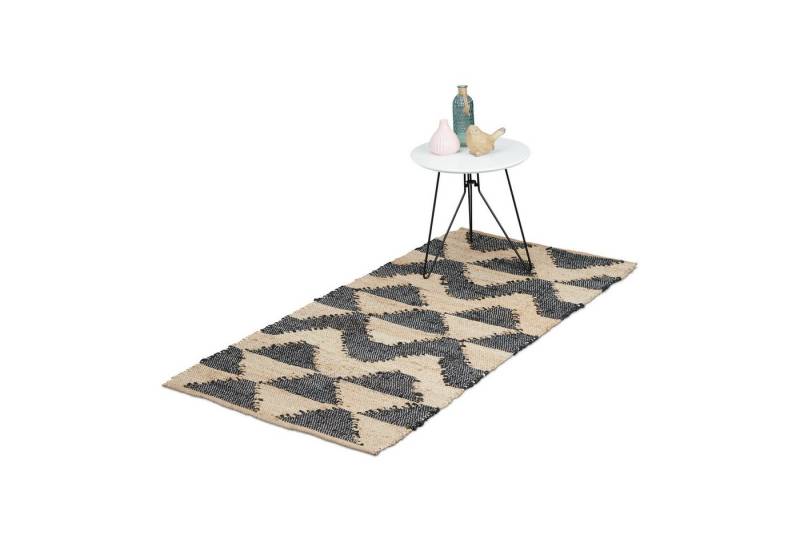 relaxdays Läufer mit Zick Zack Muster 70 x 140 cm, Höhe: 10 mm von relaxdays