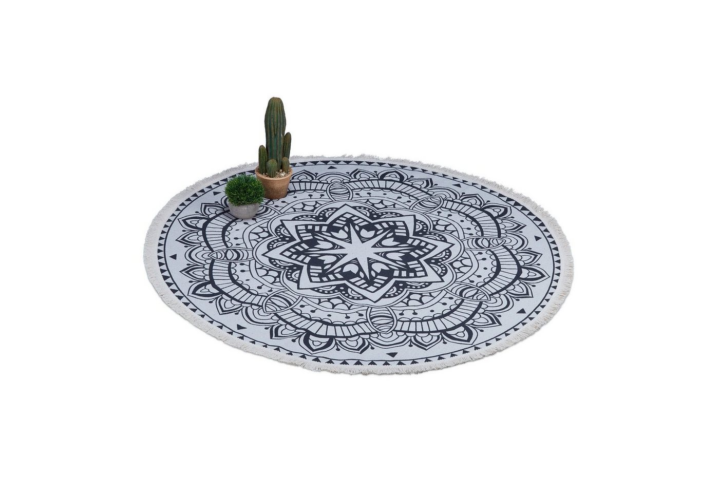 Läufer Runder Teppich im Mandala-Design, relaxdays, Höhe: 5 mm von relaxdays