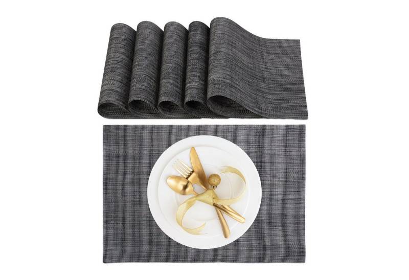 relaxdays Platzset Tischset 6-teilig, Anthrazit von relaxdays