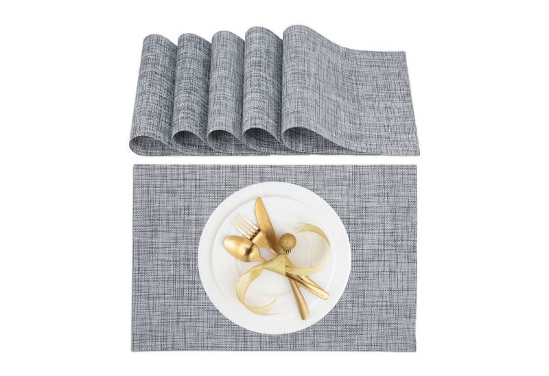 relaxdays Platzset Tischset 6-teilig, grau relaxdays Platzset Tischset 6-teilig, grau von relaxdays