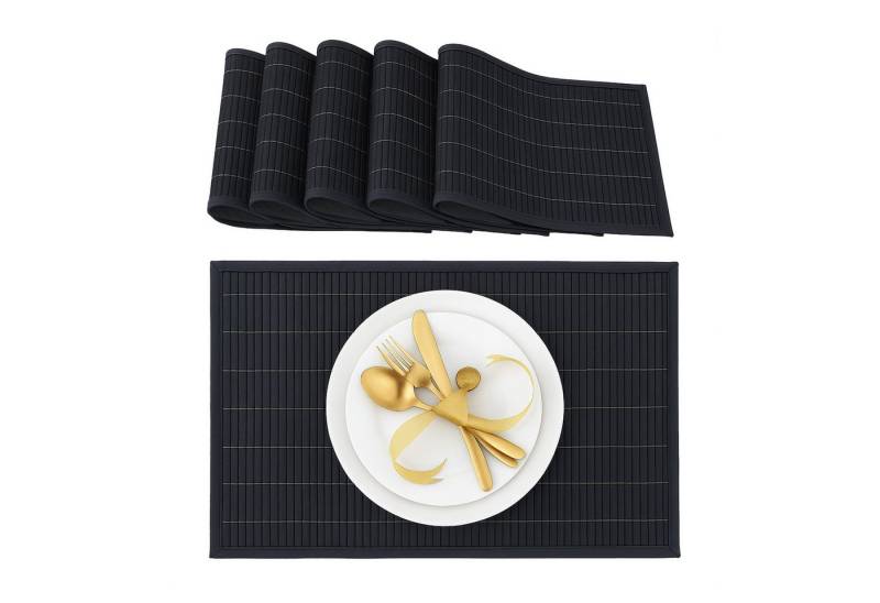 relaxdays Platzset Tischset 6er Set Bambus, schwarz von relaxdays