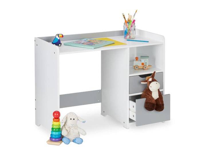 Relaxdays KINDERSCHREIBTISCH, Weiß, 80x60x38 cm, Arbeitszimmer, Schreibtische, Jugend- & Kinderschreibtische von relaxdays