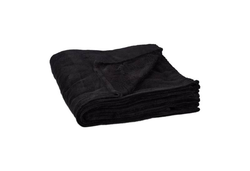 Wohndecke Kuscheldecke Fleece extragroß, relaxdays, schwarz von relaxdays