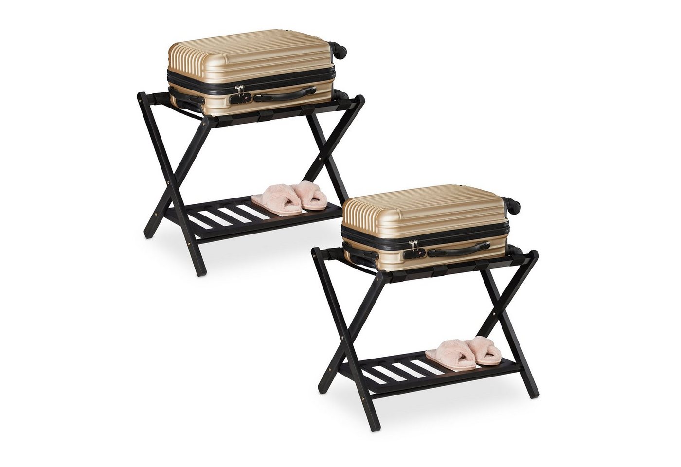 relaxdays Ablagetisch 2er Set Kofferständer faltbar relaxdays Ablagetisch 2er Set Kofferständer faltbar von relaxdays