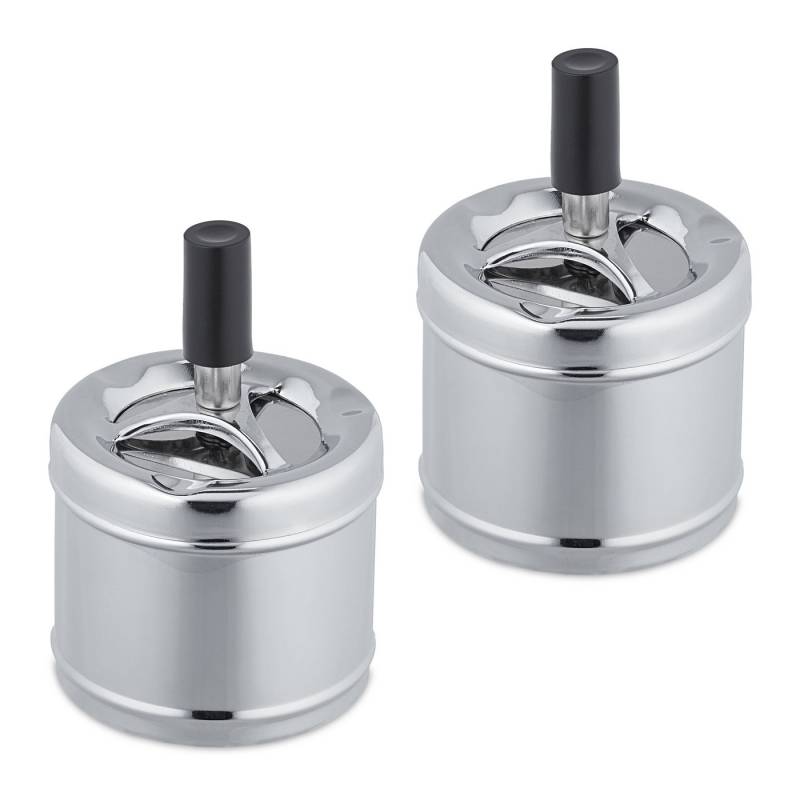 relaxdays Aschenbecher mit Drehdeckel 2er Set von relaxdays