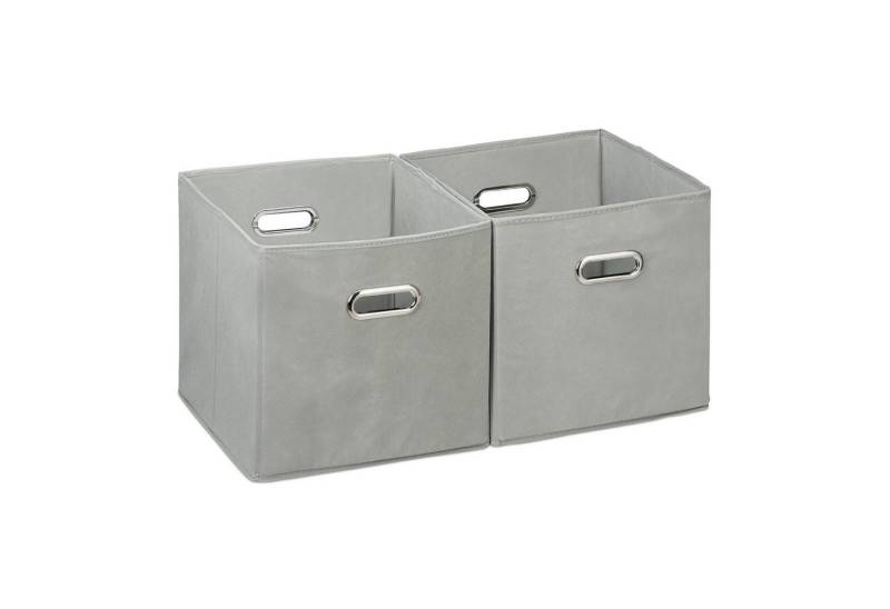 relaxdays Aufbewahrungsbox 12 x Aufbewahrungsbox Stoff grau von relaxdays