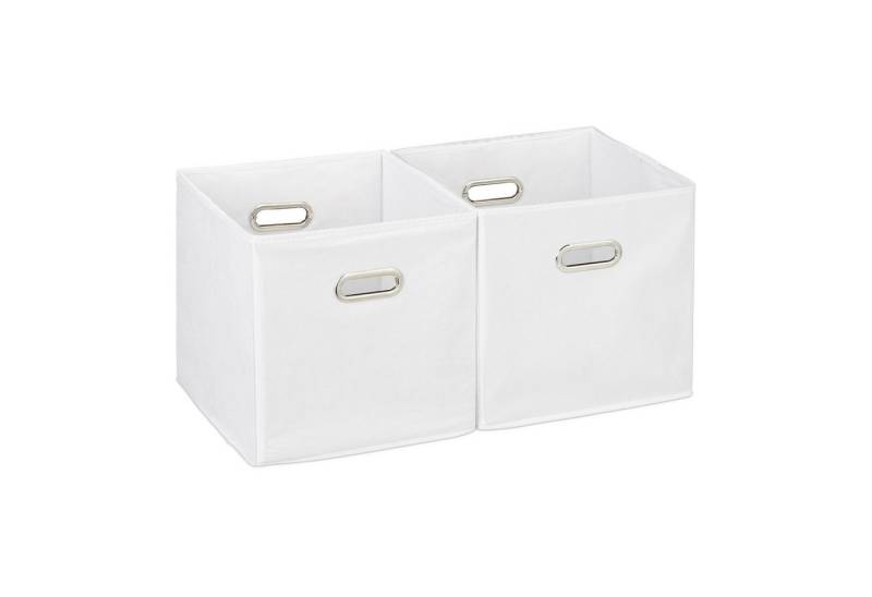 relaxdays Aufbewahrungsbox 12 x Aufbewahrungsbox Stoff weiß von relaxdays